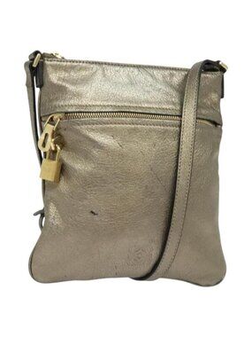 Authentic LOEWE Anagram Shoulder Bag Leather Gold